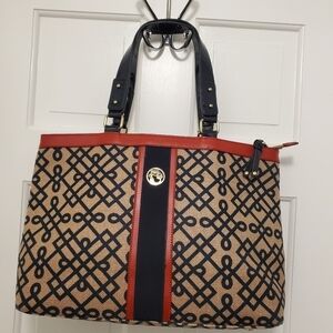 Spartina 449 Pender Tote Large, Preppy, Linen/Leather